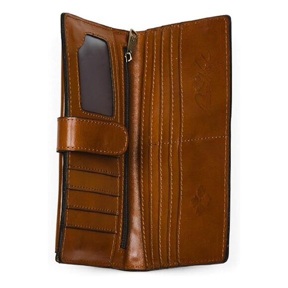 Patricia Nash Citrus Sunrise Leather Valentia Wallet Floral Brown Wristlet NEW - Picture 3 of 9